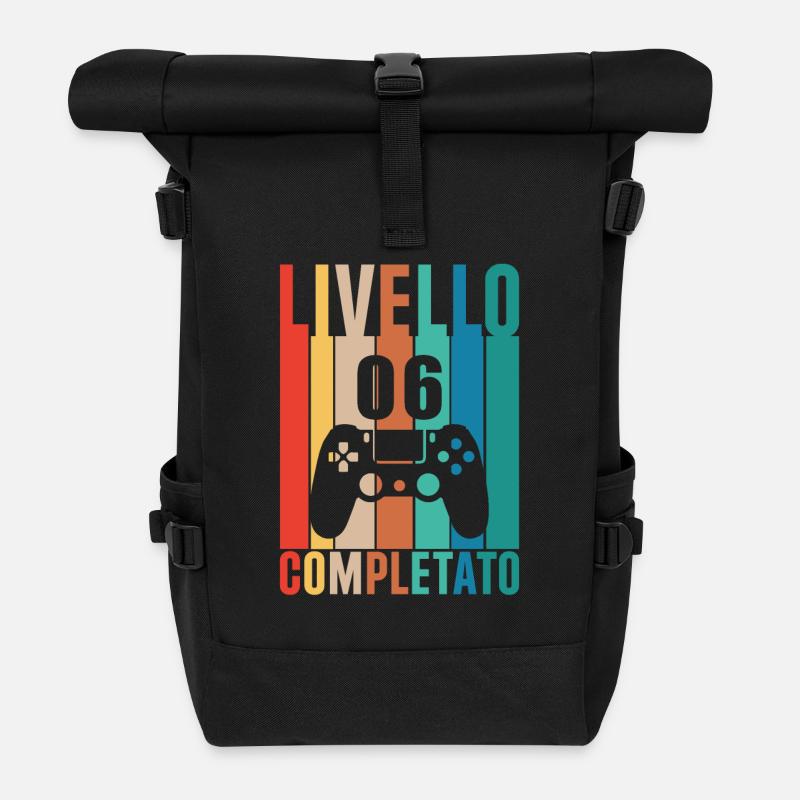 Stufe 6 6 Freigeschaltetes Geschenk - Rolltop Rucksack - Schwarz