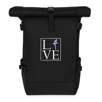 Love Ballet Ballerina in der Schrift - Rolltop Rucksack - Schwarz - Vorne