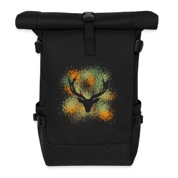 Majestätischer Hirschkopf Für Jäger & Naturfreunde - Rolltop Rucksack - Schwarz - Vorne