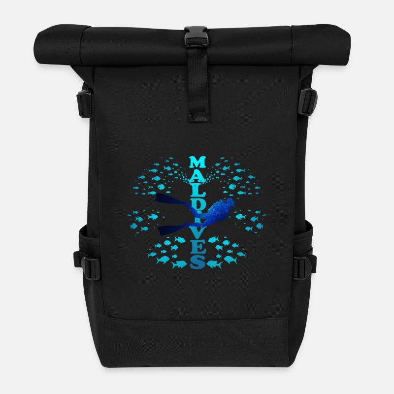 Malediven Blau Maldives Blue - Rolltop Rucksack - Schwarz