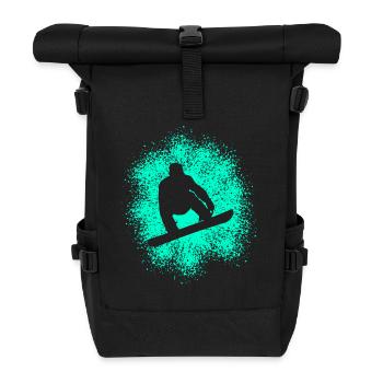 Snowboard Wintersportler - Rolltop Rucksack - Schwarz - Vorne