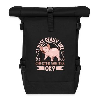 Ich liebe mein Chester White Schwein - Rolltop Rucksack - Schwarz - Vorne