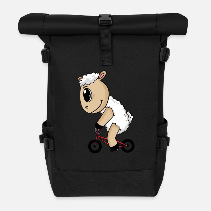 Schaf Fahrrad - Rolltop Rucksack - Schwarz