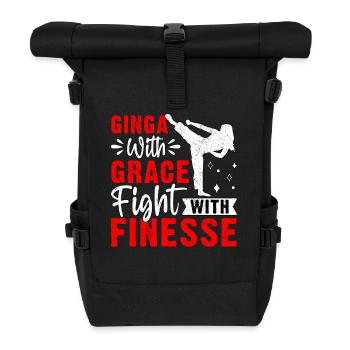Ginga with grace fight with finesse - Roll Top Backpack - black - Front