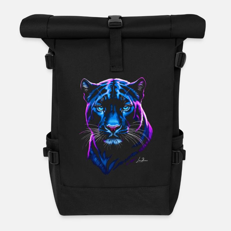 Neon Wilder Panther - Rolltop Rucksack - Schwarz