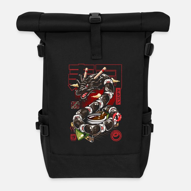 Japon Great sushi Dragon - Sac à dos roll top - noir