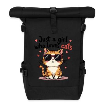 just a girl who loves cats, Cute cat shirt for kid - Roll Top Backpack - black - Front