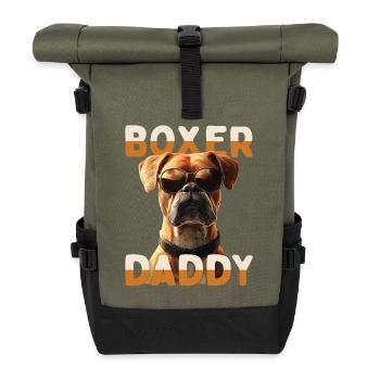 Deutscher Boxer Dad Hund Papa Vatertag Boxer Daddy - Rolltop Rucksack - Olive/Schwarz - Vorne