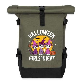 Halloween Mädelsabend Katzen Hexen - Rolltop Rucksack - Olive/Schwarz - Vorne