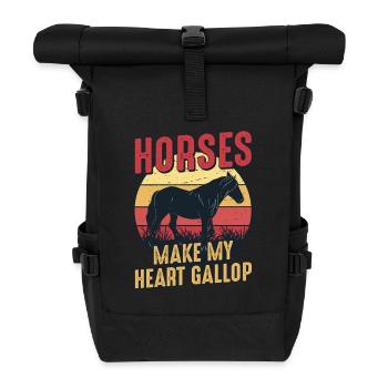 Les chevaux font galoper mon cœur Fille d’équitation - Sac à dos roll top - noir - Devant