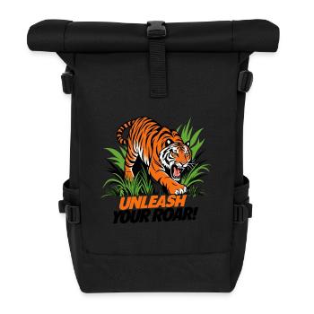 TIGER, UNLEASH YOUR ROAR - Roll Top Backpack - black - Front