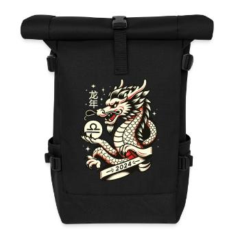 Waage Sternzeichen Jahr des Drachen Tierkreiszeichen - Rolltop Rucksack - Schwarz - Vorne