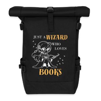 Wizard who loves books Books Gift Idea - Roll Top Backpack - black - Front