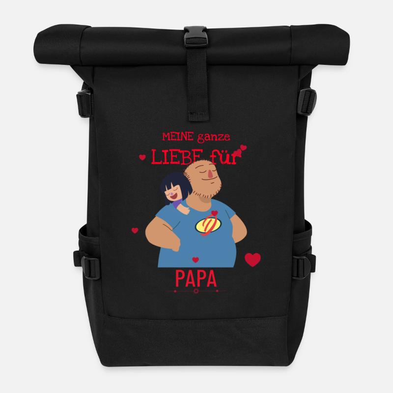 All my love for dad - Roll Top Backpack - black