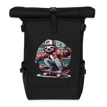 Streetwear Skater Outfit Faultier - Rolltop Rucksack - Schwarz - Vorne