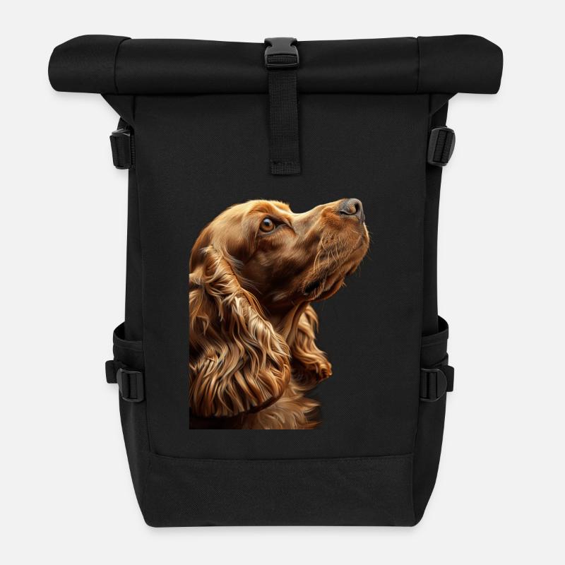Cocker Spaniel - Rolltop Rucksack - Schwarz