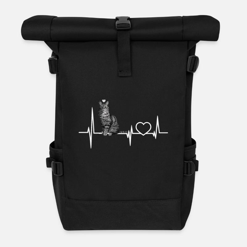 Katze - Rolltop Rucksack - Schwarz