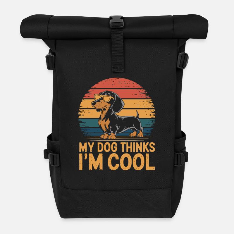 Dackel Mein Hund Denkt Das Ich Cool Bin - Rolltop Rucksack - Schwarz