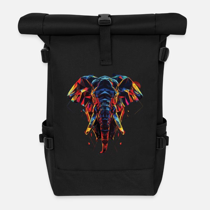 Éléphant - Sac à dos roll top - noir