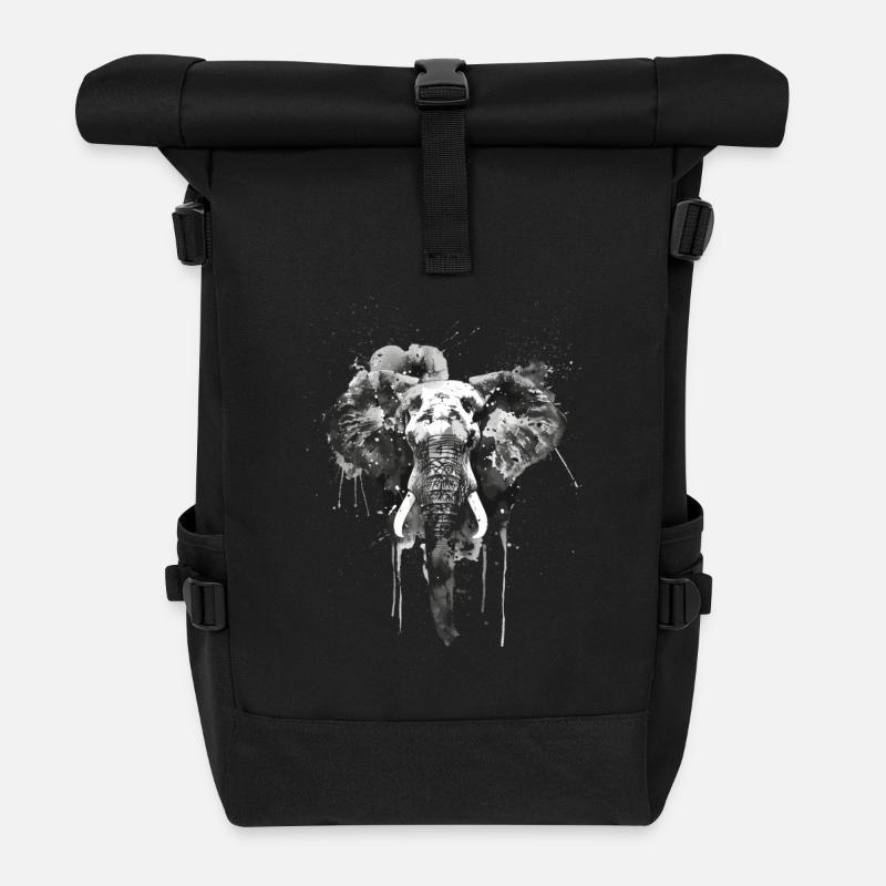Éléphant - Sac à dos roll top - noir