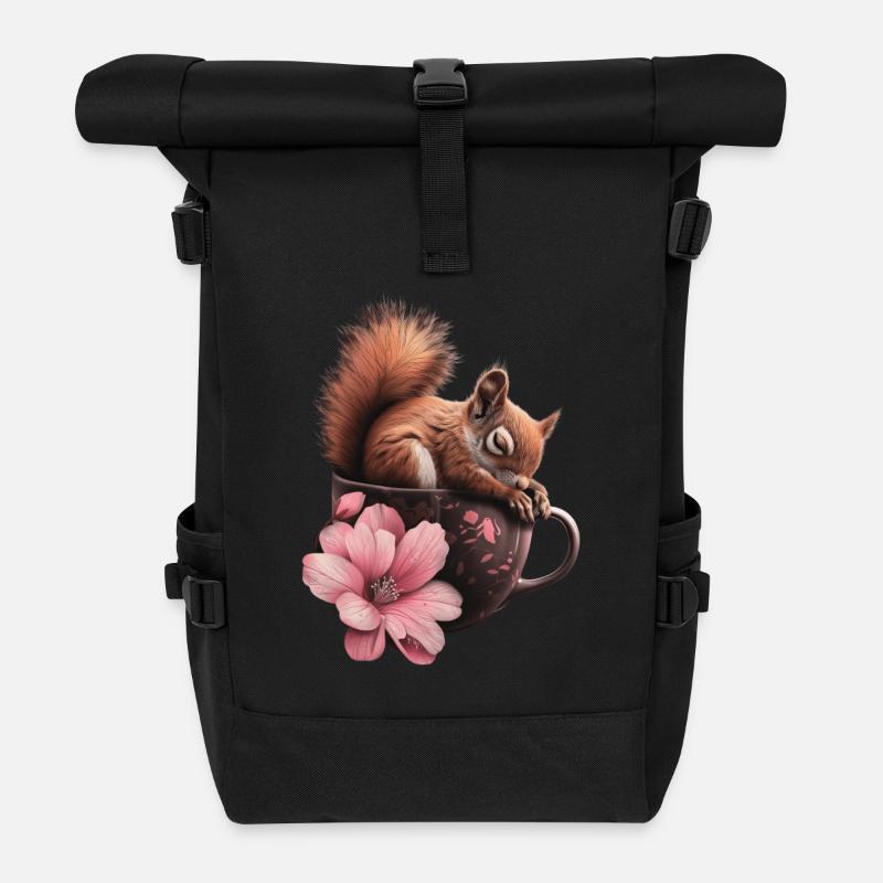 Eichhörnchen - Rolltop Rucksack - Schwarz