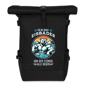Der Eisbader Eisbär geht zum Winterschwimmen - Rolltop Rucksack - Schwarz - Vorne
