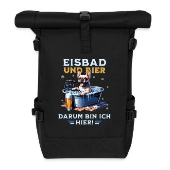 Eisbad und Bier French Bulldog Fun Design - Rolltop Rucksack - Schwarz - Vorne