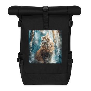 Katze - Rolltop Rucksack - Schwarz - Vorne