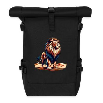 Polygone Lion Design Puissant Oeuvre d’Animal - Sac à dos roll top - noir - Devant