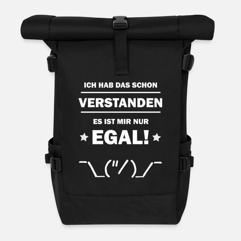 Ist mir egal Stichmännchen lustig witziger Spruch - Rolltop Rucksack - Schwarz