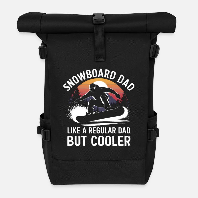 Snowboarderin Spruch Papa Snowboarding Geschenk - Rolltop Rucksack - Schwarz