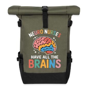 Neuro Nurse Nurse Neurology Gift - Roll Top Backpack - olive/black - Front