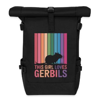Gerbil Saying Racing Rat Girl Gerbil Gift - Roll Top Backpack - black - Front