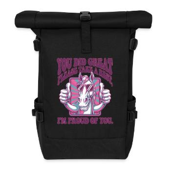 Motivational Horse with Positive Message - Rolltop Rucksack - Schwarz - Vorne