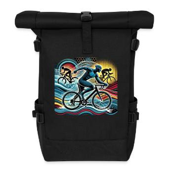 Triathlon Schwimmen Radfahren und Laufen - Rolltop Rucksack - Schwarz - Vorne