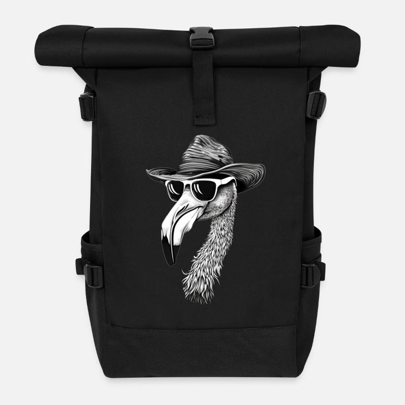 Flamingo - Rolltop Rucksack - Schwarz