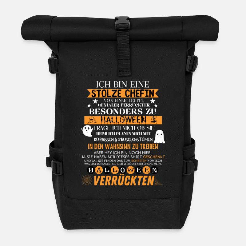 Stolze Chefin Lustig Halloween Team Damen - Rolltop Rucksack - Schwarz