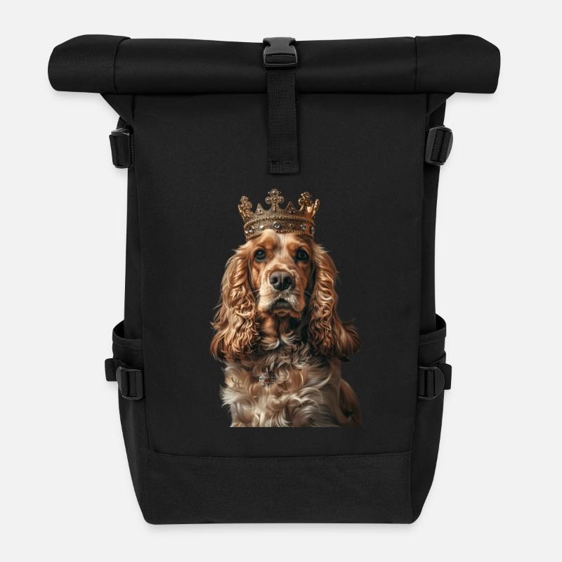 Cocker Spaniel - Roll Top Backpack - black