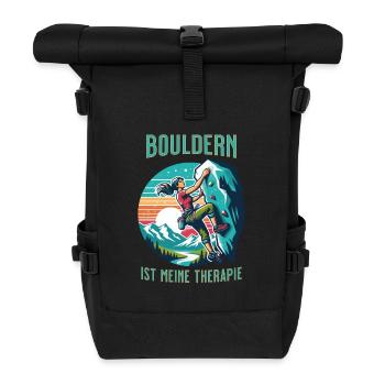 Bouldern für Frauen – farbenfrohes Kletter-Design - Rolltop Rucksack - Schwarz - Vorne