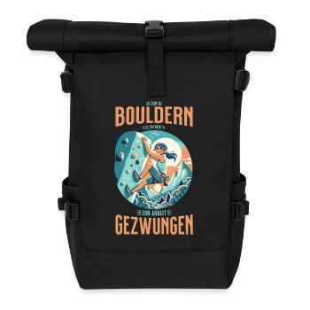 Frau geht lieber bouldern statt zu arbeiten - Rolltop Rucksack - Schwarz - Vorne
