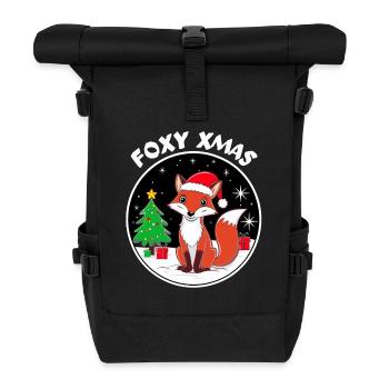 Niedlicher Fuchs mit Weihnachtsmütze Foxy Xmas - Rolltop Rucksack - Schwarz - Vorne