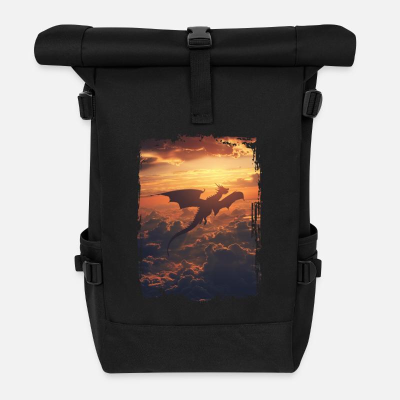 Drachen - Rolltop Rucksack - Schwarz