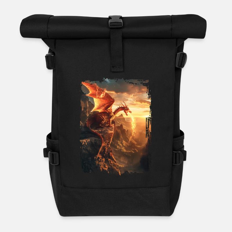 Drachen - Rolltop Rucksack - Schwarz