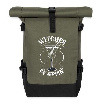 Halloween Femmes Sorcières Alcool Filles Soirée Drôle - Sac à dos roll top - olive/noir - Devant
