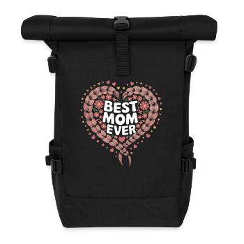Beste Mama Best Mom Ever Herz Liebe Blumen Zopf - Rolltop Rucksack - Schwarz - Vorne