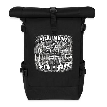 Stahl im Kopf Beton im Herzen - Rolltop Rucksack - Schwarz - Vorne