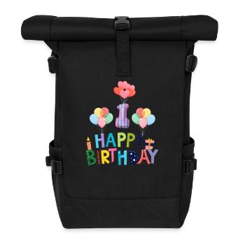 Happy Birthday 1. Geburtstag - Rolltop Rucksack - Schwarz - Vorne