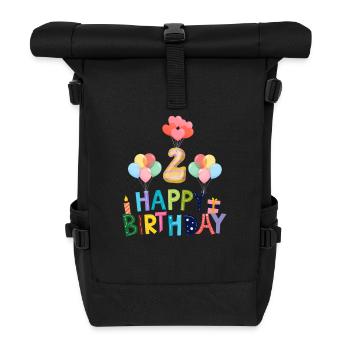 Happy Birthday 2nd Birthday - Roll Top Backpack - black - Front