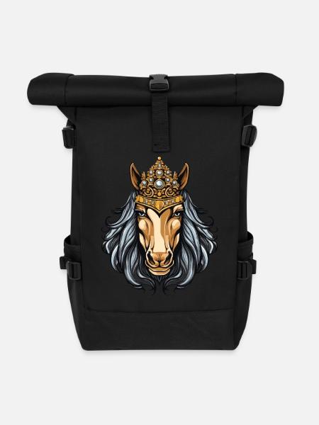 Pferd Krone - Rolltop Rucksack - Schwarz