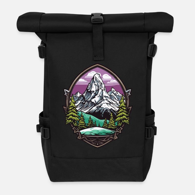 Berge Mountains - Rolltop Rucksack - Schwarz